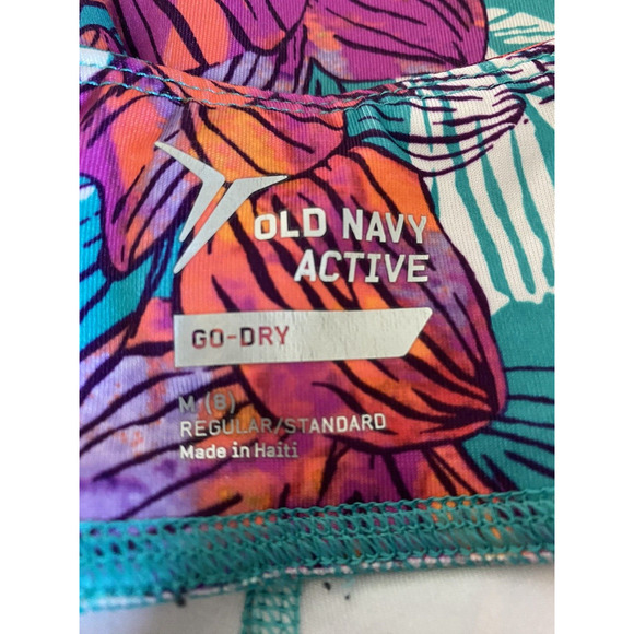 Old Navy Girls Crop Capri Legging Floral M 8 Go Dry Purple Active Sport - Picture 4 of 4